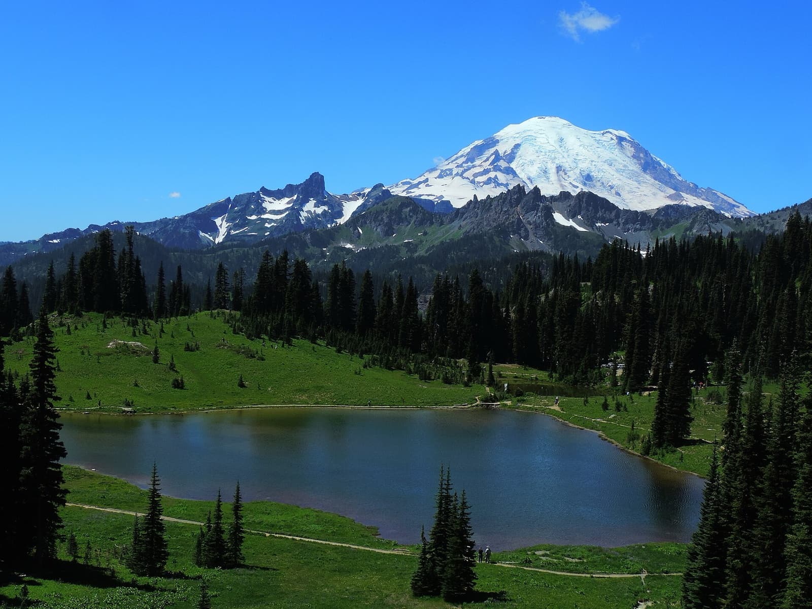 Tipsoo Lake and Mount Rainier from just below Chinook Pass