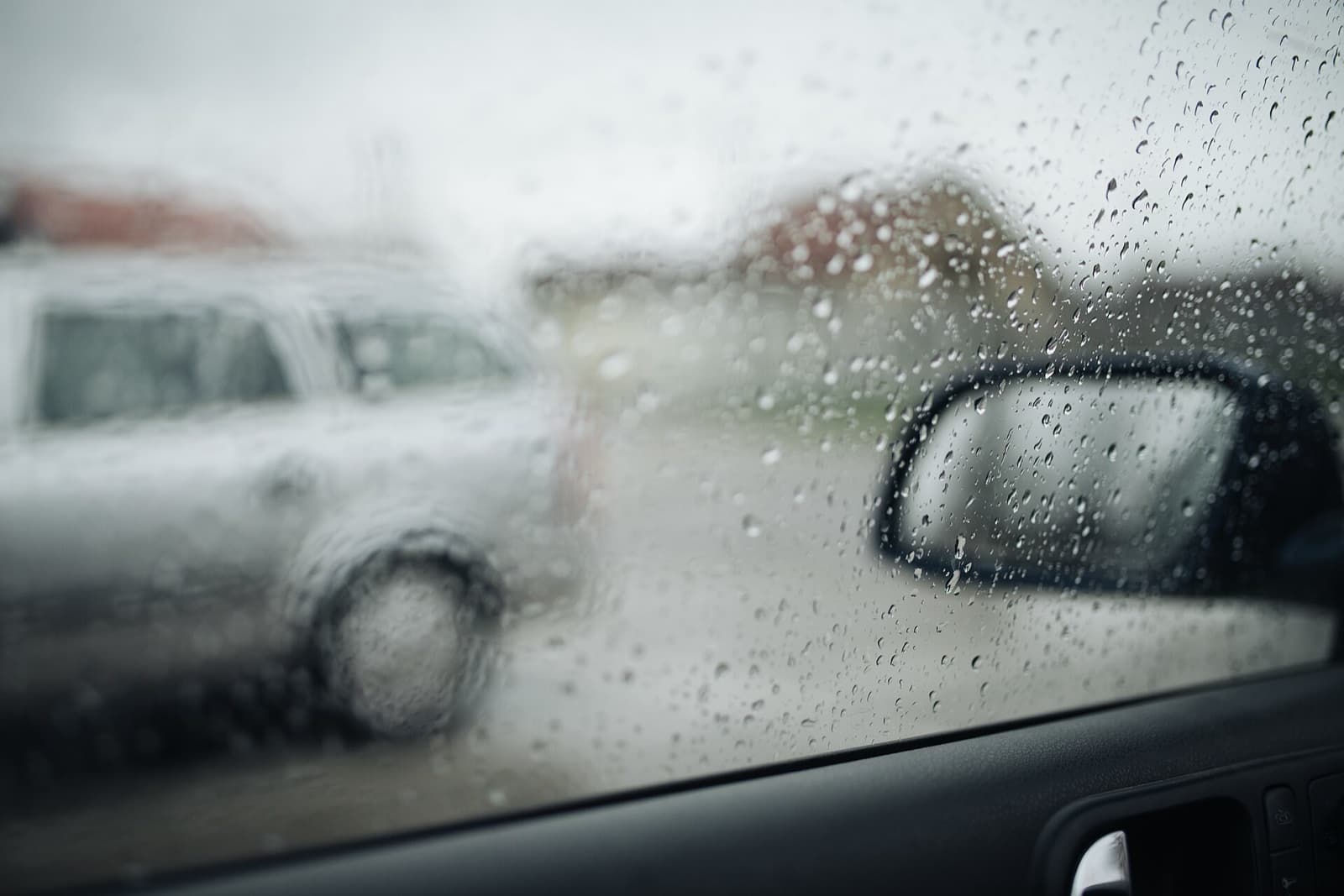 Rain on a car window
