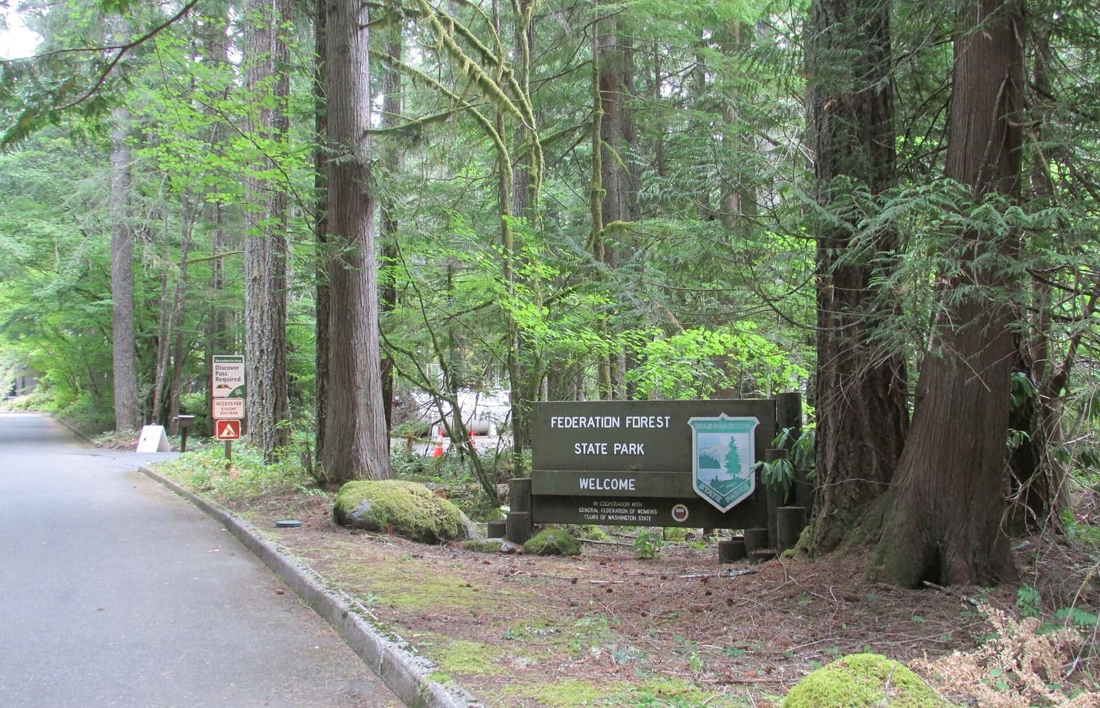 The entrance to Federation Forest State Park near Enumclaw